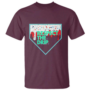 Baseball Home Plate Dripping Ice Cream T Shirt Respect The Drip Social Club Sprinkles TS02 Maroon Print Your Wear