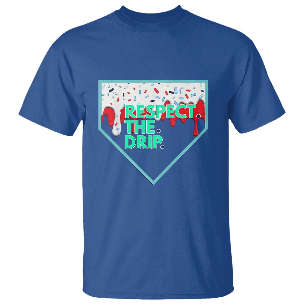 Baseball Home Plate Dripping Ice Cream T Shirt Respect The Drip Social Club Sprinkles TS02 Royal Blue Print Your Wear