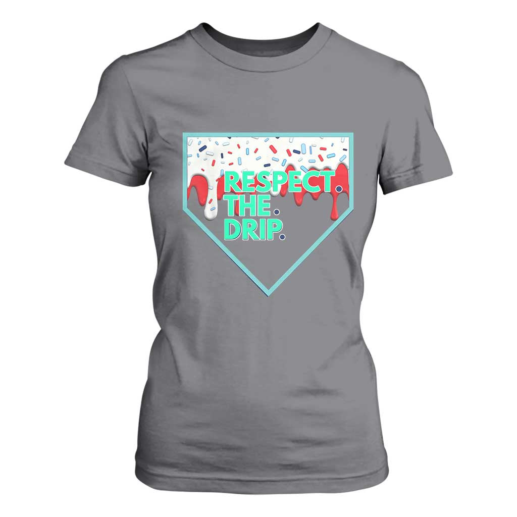Baseball Home Plate Dripping Ice Cream T Shirt For Women Respect The Drip Social Club Sprinkles TS02 Charcoal Print Your Wear