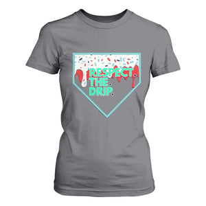 Baseball Home Plate Dripping Ice Cream T Shirt For Women Respect The Drip Social Club Sprinkles TS02 Charcoal Print Your Wear