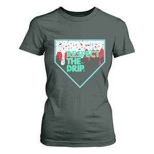 Baseball Home Plate Dripping Ice Cream T Shirt For Women Respect The Drip Social Club Sprinkles TS02 Dark Forest Green Print Your Wear