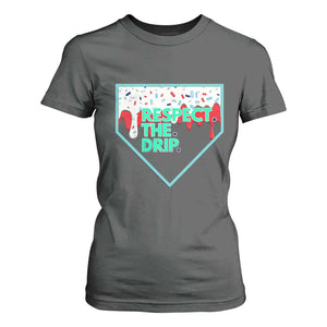 Baseball Home Plate Dripping Ice Cream T Shirt For Women Respect The Drip Social Club Sprinkles TS02 Dark Heather Print Your Wear