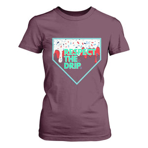 Baseball Home Plate Dripping Ice Cream T Shirt For Women Respect The Drip Social Club Sprinkles TS02 Maroon Print Your Wear