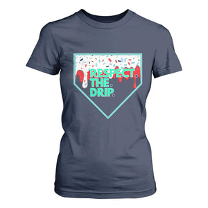 Baseball Home Plate Dripping Ice Cream T Shirt For Women Respect The Drip Social Club Sprinkles TS02 Navy Print Your Wear