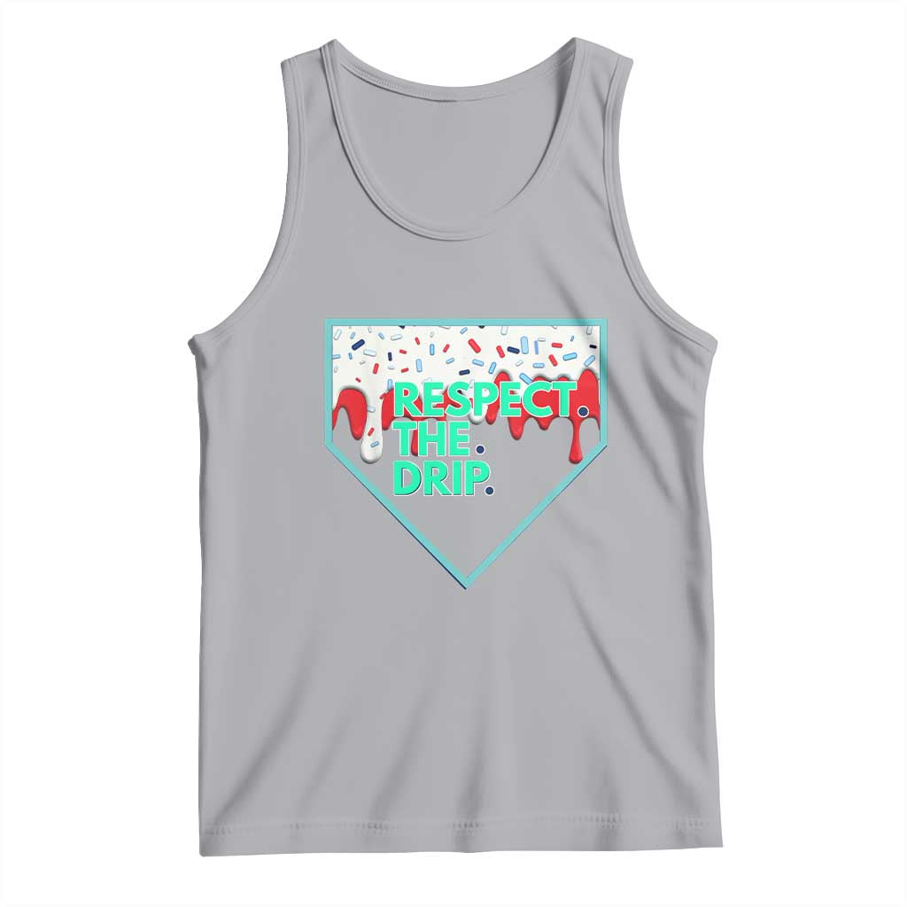 Baseball Home Plate Dripping Ice Cream Tank Top Respect The Drip Social Club Sprinkles TS02 Athletic Heather Print Your Wear