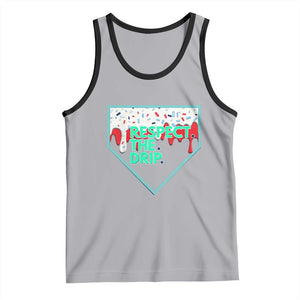 Baseball Home Plate Dripping Ice Cream Tank Top Respect The Drip Social Club Sprinkles TS02 Athletic Heather Black Print Your Wear