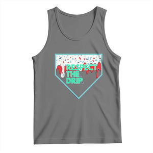 Baseball Home Plate Dripping Ice Cream Tank Top Respect The Drip Social Club Sprinkles TS02 Black Heather Print Your Wear