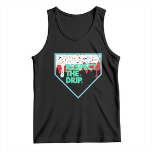 Baseball Home Plate Dripping Ice Cream Tank Top Respect The Drip Social Club Sprinkles TS02 Black Print Your Wear