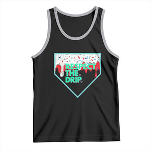 Baseball Home Plate Dripping Ice Cream Tank Top Respect The Drip Social Club Sprinkles TS02 Black Athletic Heather Print Your Wear