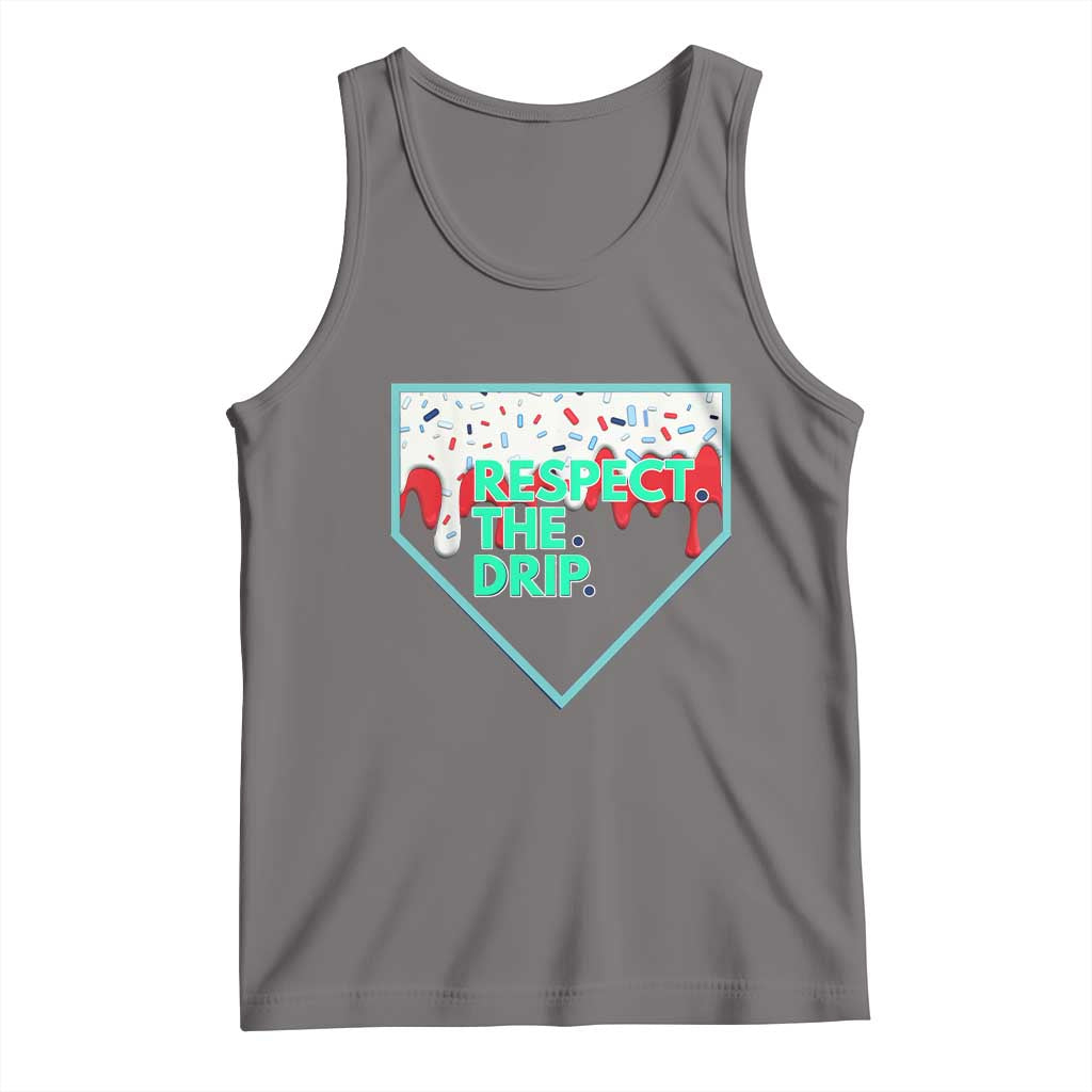 Baseball Home Plate Dripping Ice Cream Tank Top Respect The Drip Social Club Sprinkles TS02 Deep Heather Print Your Wear