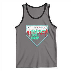 Baseball Home Plate Dripping Ice Cream Tank Top Respect The Drip Social Club Sprinkles TS02 Deep Heather Black Print Your Wear