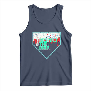 Baseball Home Plate Dripping Ice Cream Tank Top Respect The Drip Social Club Sprinkles TS02 Navy Print Your Wear