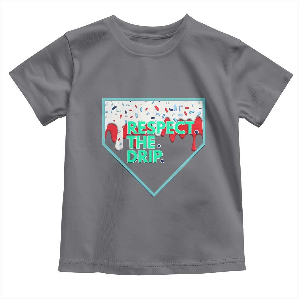 Baseball Home Plate Dripping Ice Cream Toddler T Shirt Respect The Drip Social Club Sprinkles TS02 Charcoal Print Your Wear