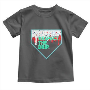 Baseball Home Plate Dripping Ice Cream Toddler T Shirt Respect The Drip Social Club Sprinkles TS02 Dark Heather Print Your Wear