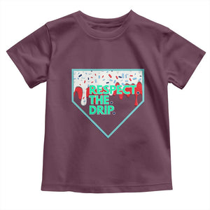Baseball Home Plate Dripping Ice Cream Toddler T Shirt Respect The Drip Social Club Sprinkles TS02 Maroon Print Your Wear