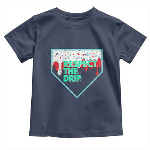 Baseball Home Plate Dripping Ice Cream Toddler T Shirt Respect The Drip Social Club Sprinkles TS02 Navy Print Your Wear