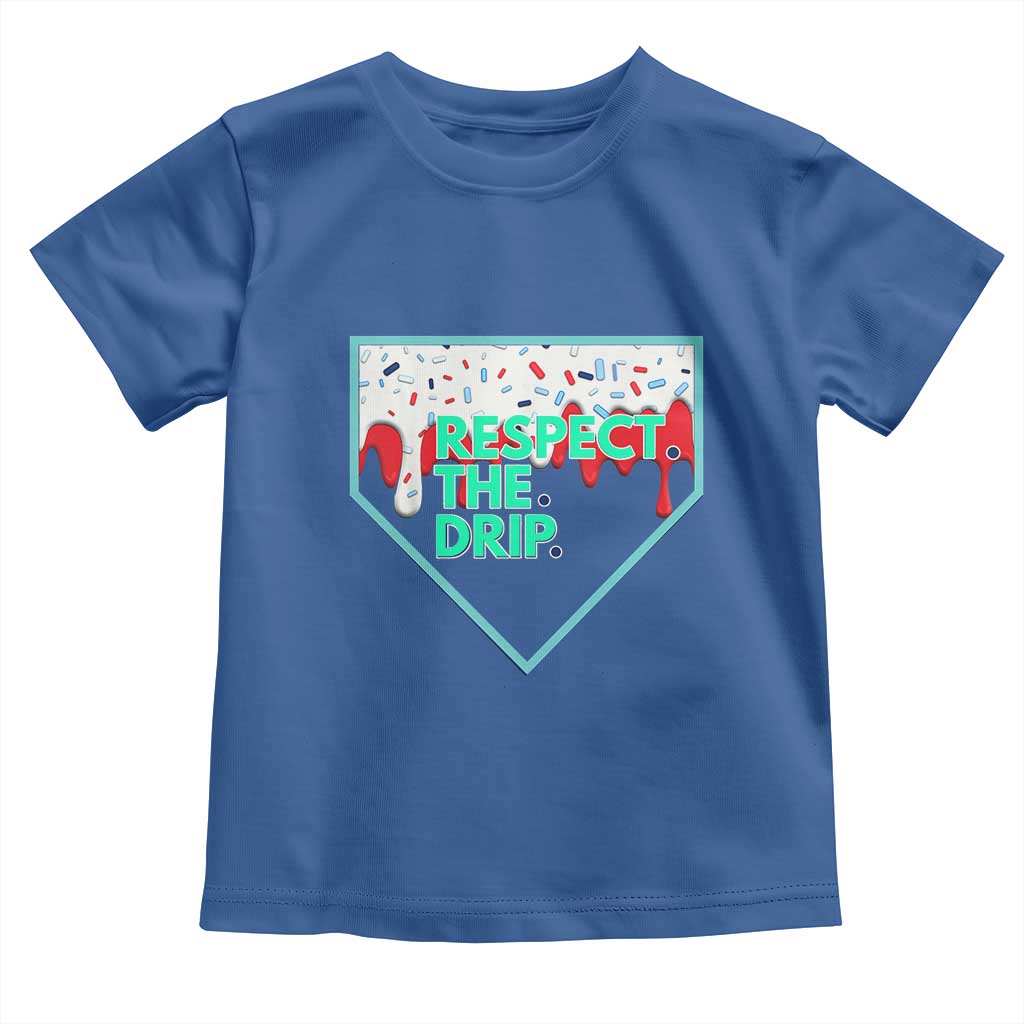 Baseball Home Plate Dripping Ice Cream Toddler T Shirt Respect The Drip Social Club Sprinkles TS02 Royal Blue Print Your Wear