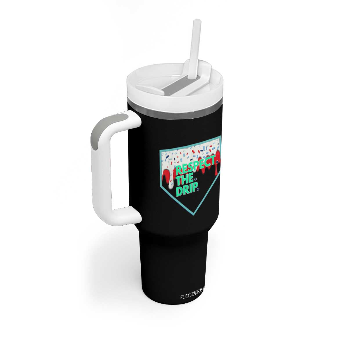 Baseball Home Plate Dripping Ice Cream Tumbler With Handle Respect The Drip Social Club Sprinkles TS02 Print Your Wear