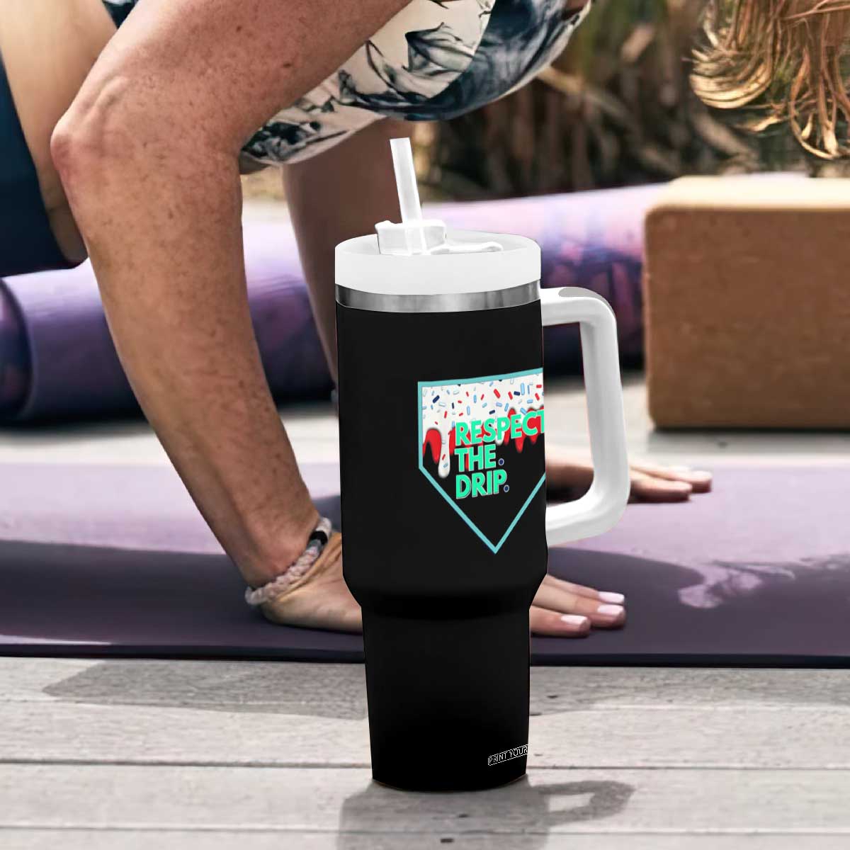 Baseball Home Plate Dripping Ice Cream Tumbler With Handle Respect The Drip Social Club Sprinkles TS02 Print Your Wear
