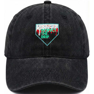 Baseball Home Plate Dripping Ice Cream Washed Cotton Baseball Cap Respect The Drip Social Club Sprinkles TS02 Washed Cap Universal Fit Black Print Your Wear