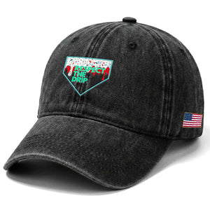 Baseball Home Plate Dripping Ice Cream Washed Cotton Baseball Cap Respect The Drip Social Club Sprinkles TS02 Print Your Wear