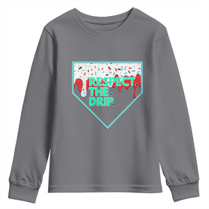Baseball Home Plate Dripping Ice Cream Youth Sweatshirt Respect The Drip Social Club Sprinkles TS02 Charcoal Print Your Wear