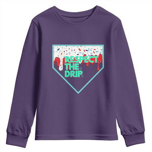 Baseball Home Plate Dripping Ice Cream Youth Sweatshirt Respect The Drip Social Club Sprinkles TS02 Purple Print Your Wear