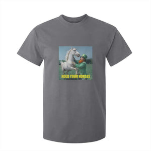 Funny Leprechaun Hold Your Horse T Shirt For Kid Unicorn St Patrick's Day TS02 Charcoal Print Your Wear