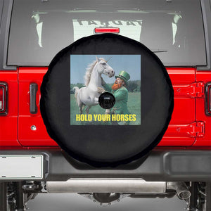Funny Leprechaun Hold Your Horse Spare Tire Cover Unicorn St Patrick's Day TS02 Black Print Your Wear
