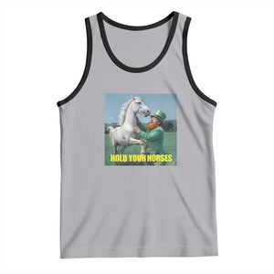 Funny Leprechaun Hold Your Horse Tank Top Unicorn St Patrick's Day TS02 Athletic Heather Black Print Your Wear