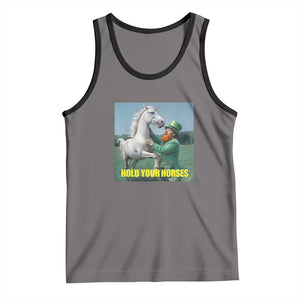 Funny Leprechaun Hold Your Horse Tank Top Unicorn St Patrick's Day TS02 Deep Heather Black Print Your Wear