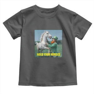 Funny Leprechaun Hold Your Horse Toddler T Shirt Unicorn St Patrick's Day TS02 Dark Heather Print Your Wear