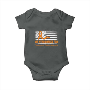 Developmental Disability Awareness Baby Onesie US American Flag We Wear Orange TS02 Dark Heather Print Your Wear