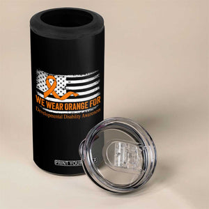 Developmental Disability Awareness 4 in 1 Can Cooler Tumbler US American Flag We Wear Orange TS02 Print Your Wear