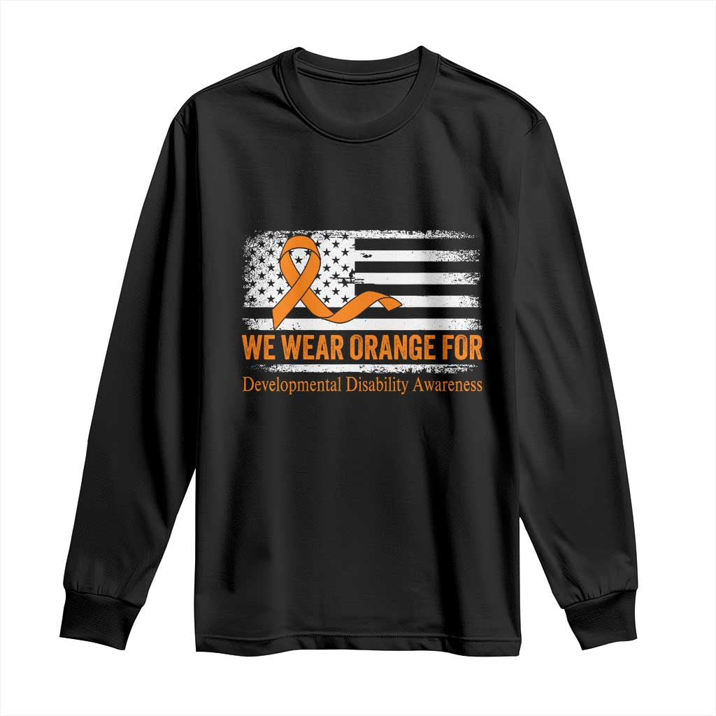 Developmental Disability Awareness Long Sleeve Shirt US American Flag We Wear Orange TS02 Black Print Your Wear