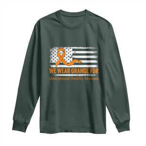 Developmental Disability Awareness Long Sleeve Shirt US American Flag We Wear Orange TS02 Dark Forest Green Print Your Wear