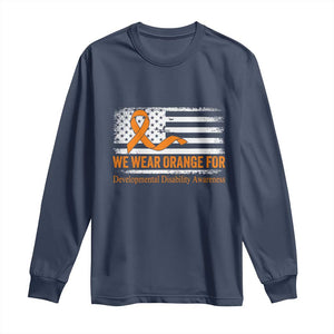 Developmental Disability Awareness Long Sleeve Shirt US American Flag We Wear Orange TS02 Navy Print Your Wear
