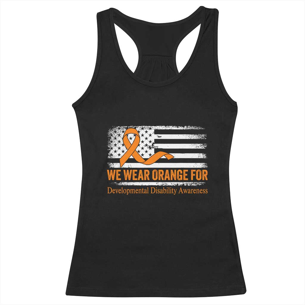 Developmental Disability Awareness Racerback Tank Top US American Flag We Wear Orange TS02 Black Print Your Wear