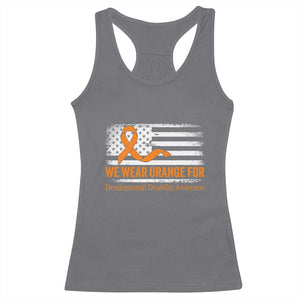 Developmental Disability Awareness Racerback Tank Top US American Flag We Wear Orange TS02 Charcoal Print Your Wear