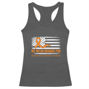 Developmental Disability Awareness Racerback Tank Top US American Flag We Wear Orange TS02 Dark Heather Print Your Wear