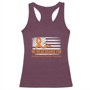 Developmental Disability Awareness Racerback Tank Top US American Flag We Wear Orange TS02 Maroon Print Your Wear