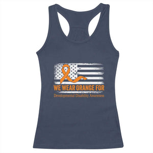 Developmental Disability Awareness Racerback Tank Top US American Flag We Wear Orange TS02 Navy Print Your Wear