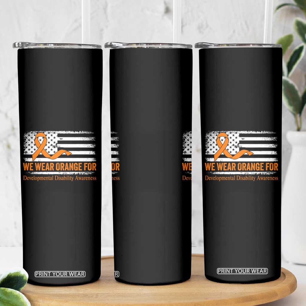 Developmental Disability Awareness Skinny Tumbler US American Flag We Wear Orange TS02 Print Your Wear