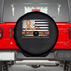 Developmental Disability Awareness Spare Tire Cover US American Flag We Wear Orange TS02 Black Print Your Wear