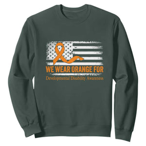Developmental Disability Awareness Sweatshirt US American Flag We Wear Orange TS02 Dark Forest Green Print Your Wear