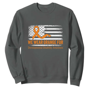 Developmental Disability Awareness Sweatshirt US American Flag We Wear Orange TS02 Dark Heather Print Your Wear