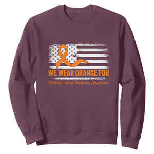 Developmental Disability Awareness Sweatshirt US American Flag We Wear Orange TS02 Maroon Print Your Wear