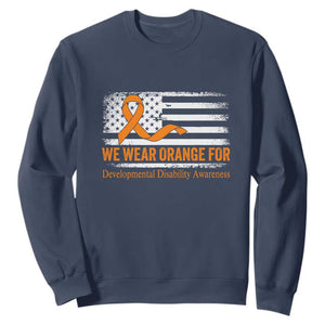 Developmental Disability Awareness Sweatshirt US American Flag We Wear Orange TS02 Navy Print Your Wear