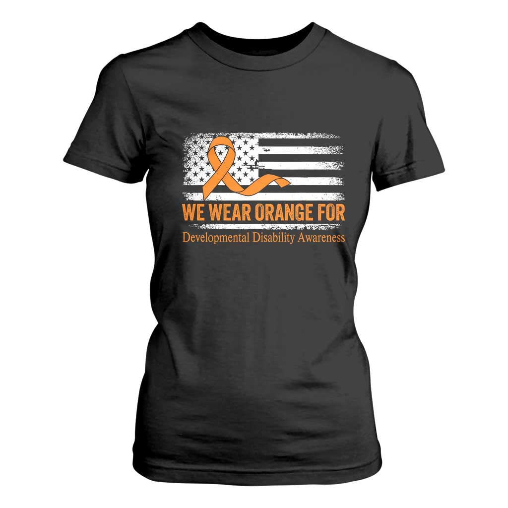 Developmental Disability Awareness T Shirt For Women US American Flag We Wear Orange TS02 Black Print Your Wear