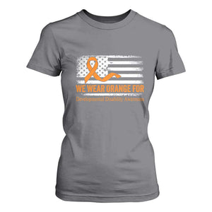 Developmental Disability Awareness T Shirt For Women US American Flag We Wear Orange TS02 Charcoal Print Your Wear